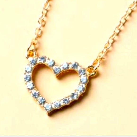 Cubic Zirconia Gold Heart Necklace - Picture 2 of 8